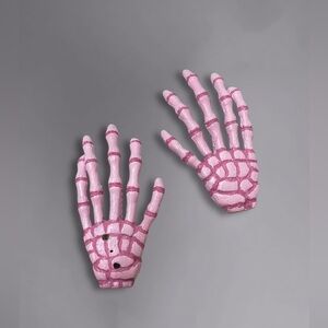 Custom Hand Painted Muted Pastel Pink Skeleton Bone Hands Hairclips
